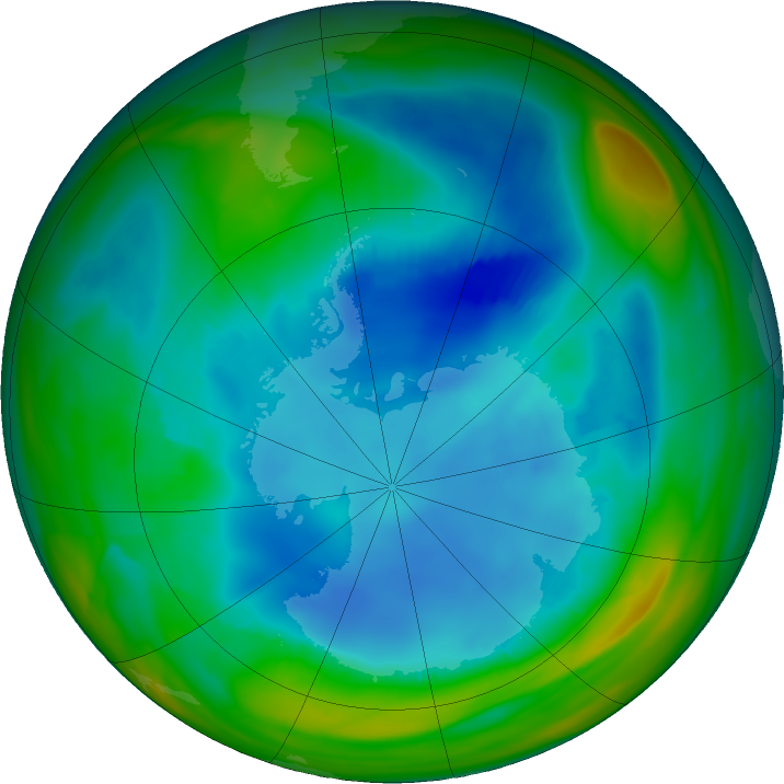 Antarctic ozone map for 06 August 2021